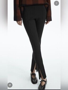 COS Black High-Waist Slim Pants/Leggings with Ankle Zip Hem - Sz M - EUC